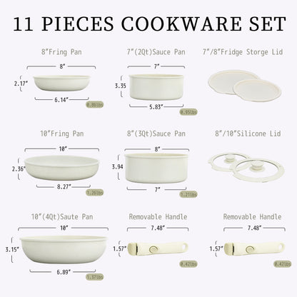 Marble Finish Non-Stick Cookware Set- 11PCS