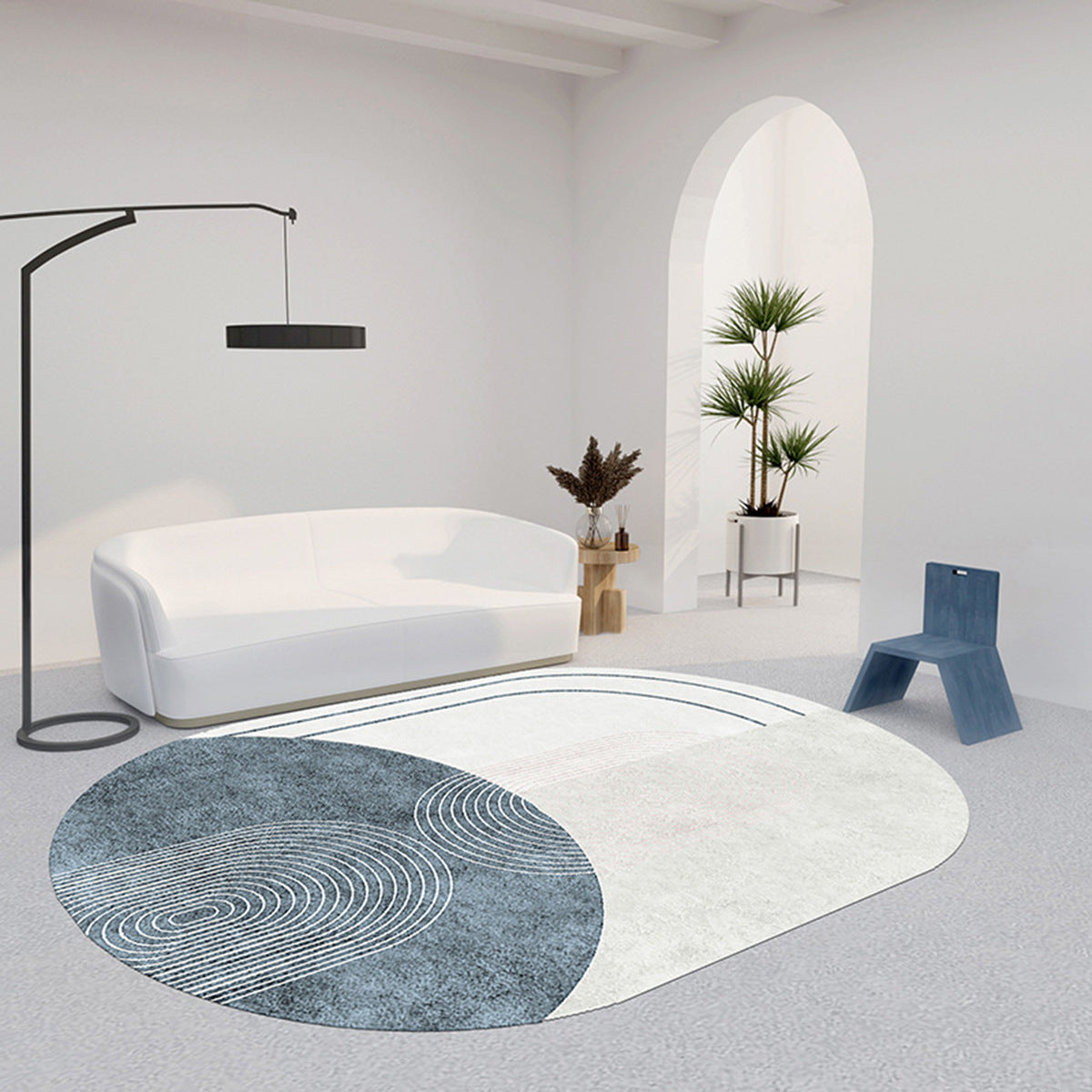 Luxurious Oval Cashmere Feel Rug