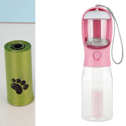 Portable 3-in-1 Pet Water Bottle, Feeder, and Bag Dispenser