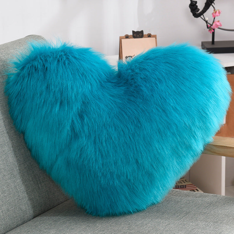 Faux Fur Heart Shaped Pillow