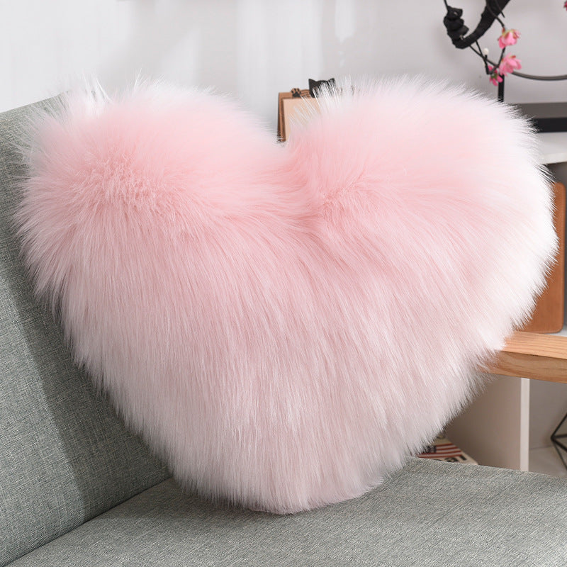 Faux Fur Heart Shaped Pillow