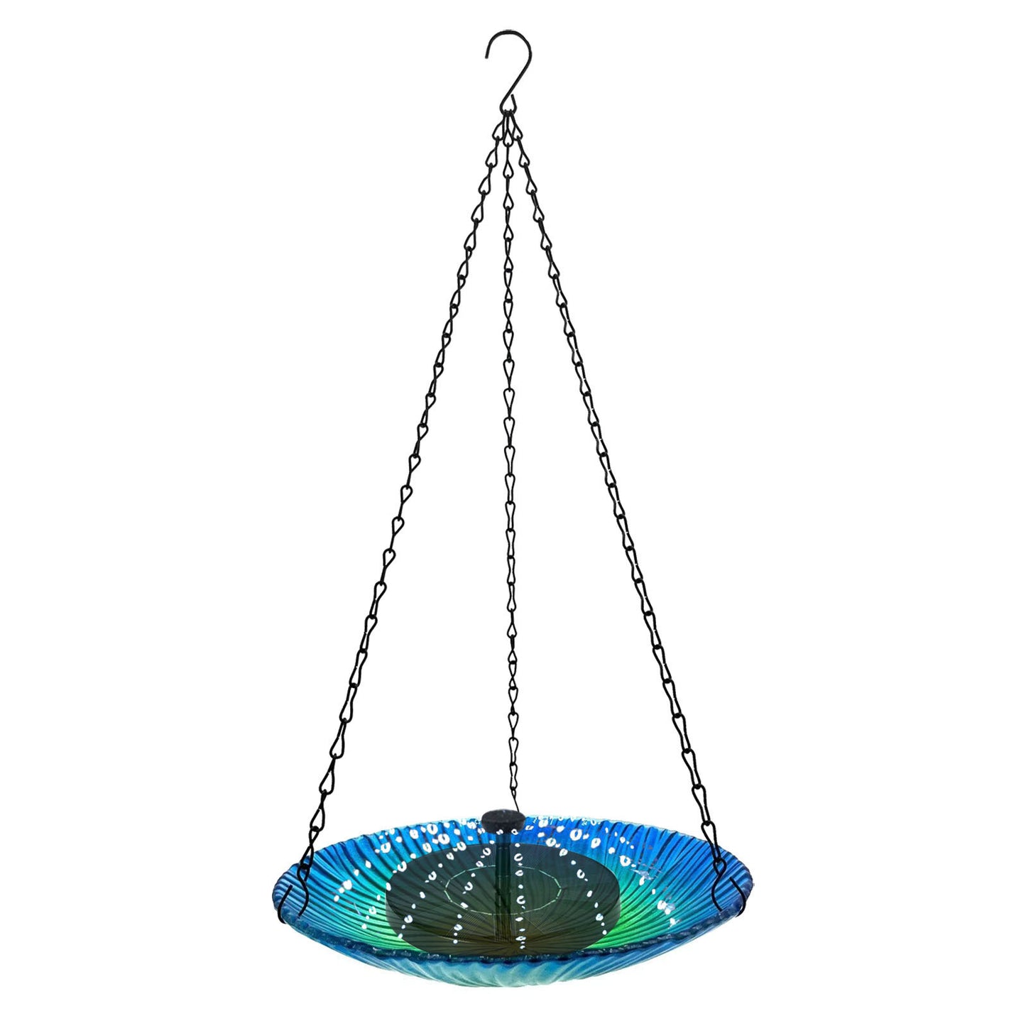 Solar-Powered Glass Bird Feeder and Fountain