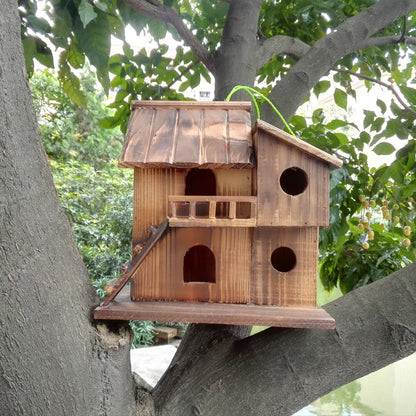 Wooden Bird House Feeder