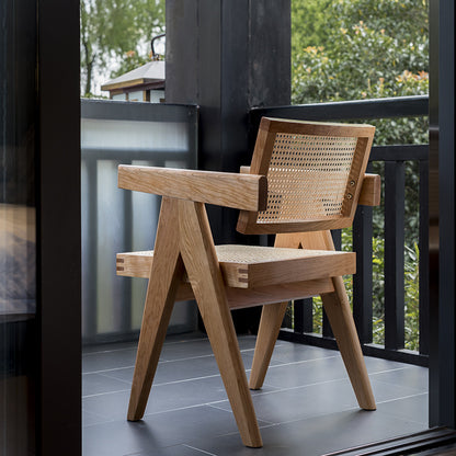 Wood Vintage Rattan Dining Chair