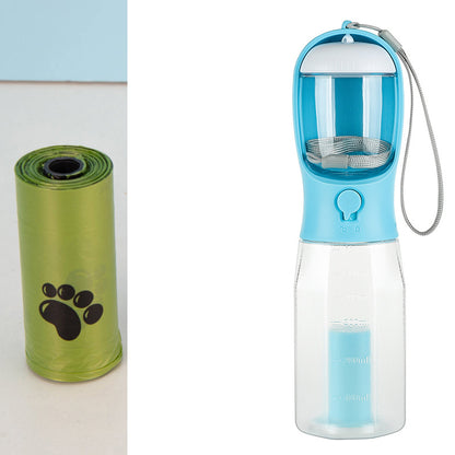 Portable 3-in-1 Pet Water Bottle, Feeder, and Bag Dispenser