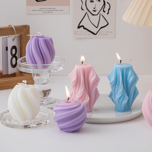 Serene Spiral Paraffin Candle Collection