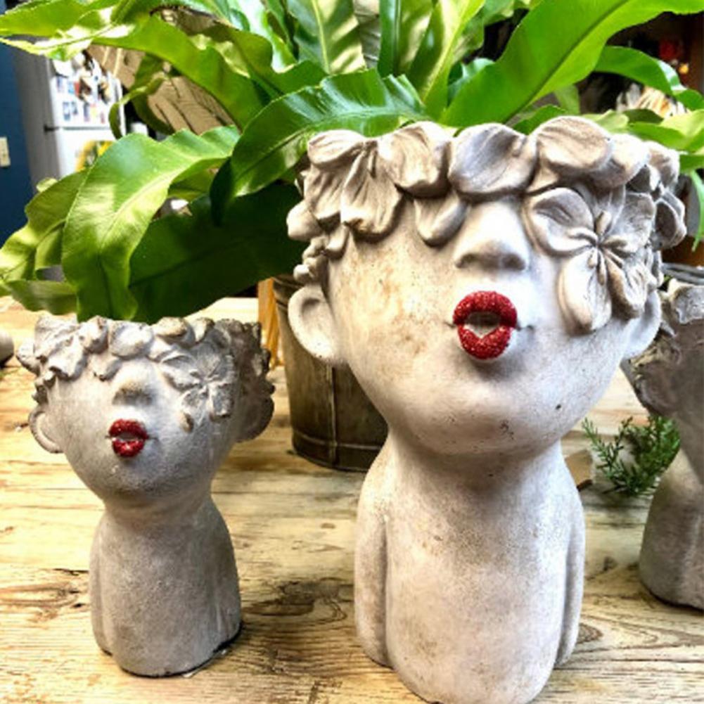 Resin Garden Faces Flower Pots