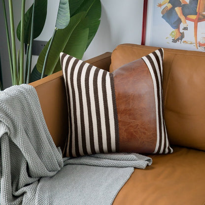 Stripe Leather Pillowcase