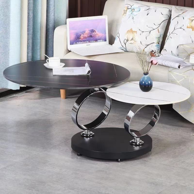 Round Rotating Retractable Coffee Table